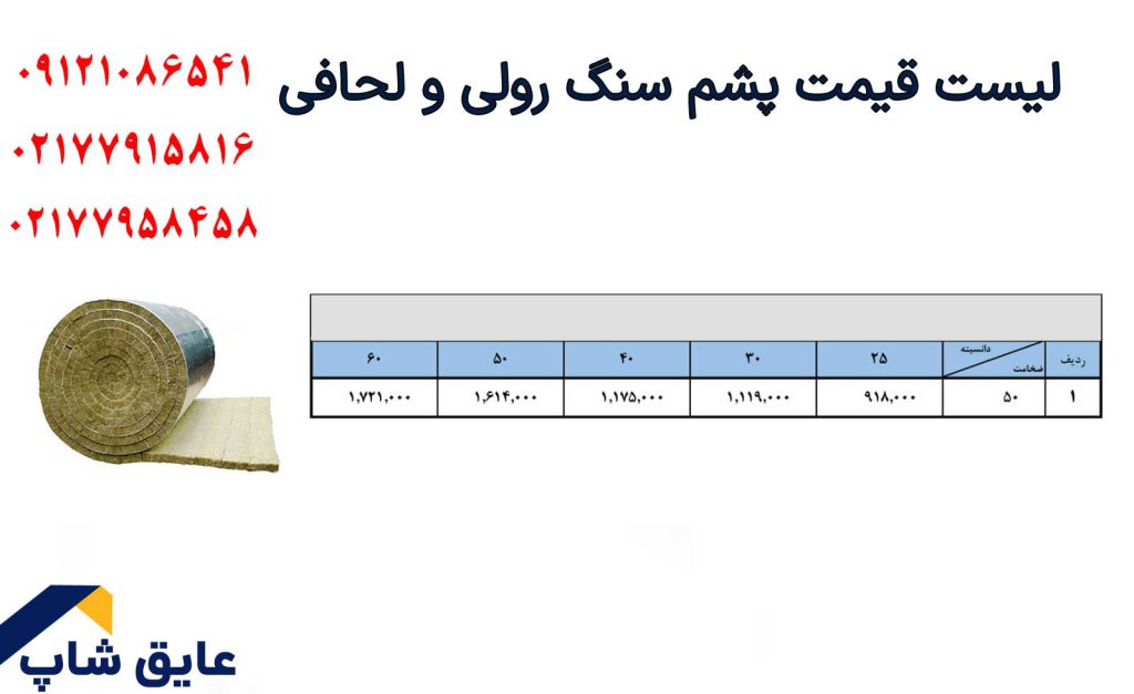 لیست قیمت پشم سنگ رولی و لحافی